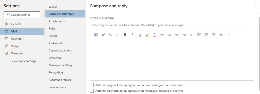 Setting the Signature in OWA