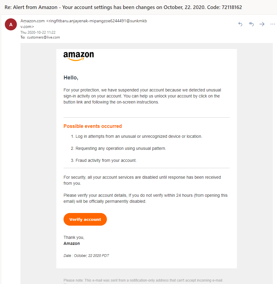 Amazon Phishing Email