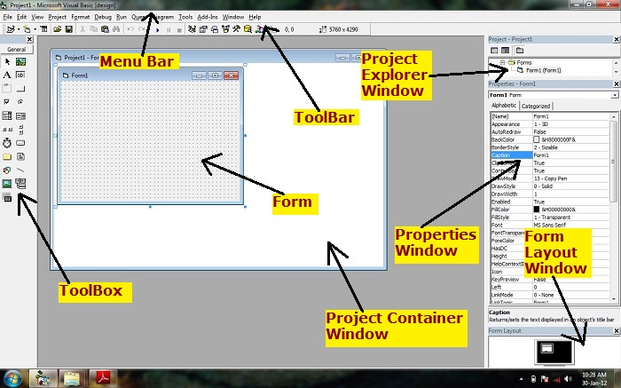 IDE Layout - form window