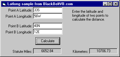 Lat Lon Distance Calculation Demo