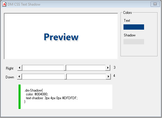 CSS Text Shadow Generator Interface